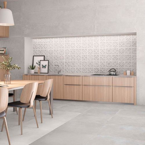 Lena White Stone Porcelain Tile (900x900mm) | Go Tiles